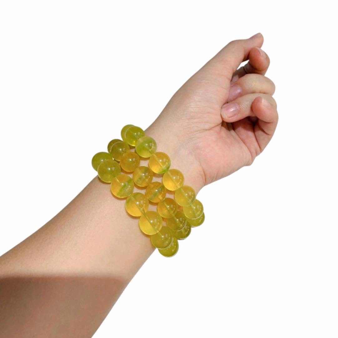 SALE NHANH VÒNG TAY ĐÁ FLOURITE MÀU VÀNG CHANH TỰ NHIÊN